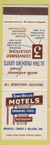 Matchbook Cover - Town House Motels Malvern Camden Magnolia AR