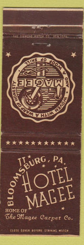 Matchbook Cover - Hotel Magee Bloomsburg PA