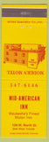 Matchbook Cover - Mid American Inn Waukesha WI