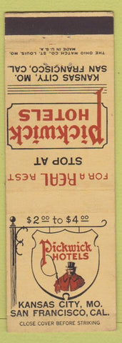 Matchbook Cover - Pickwick Hotels Kansas City MO San Francisco CA