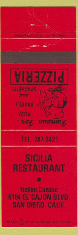 Matchbook Cover - Sicilia Restaurant San Diego CA pizza