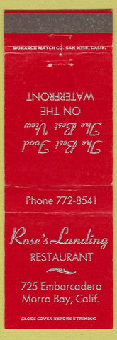 Matchbook Cover - Rose's Landing Restaurant Morro Bay CA