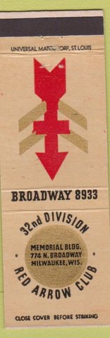 Matchbook Cover - 3nd Division Red Arrow Club Milwaukee WI
