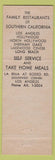 Matchbook Cover - Hody's Restaurants Los Angeles North Hollywood Long Beach CA