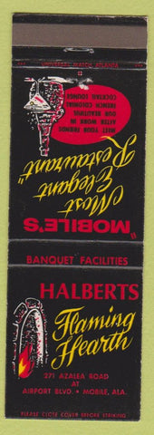 Matchbook Cover - Halberts Flaming Hearth Mobile AL