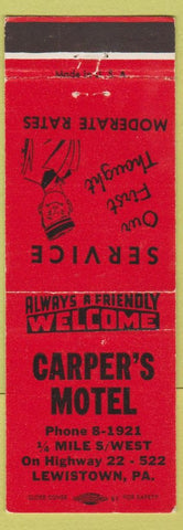 Matchbook Cover - Carper's Motel Lewistown PA