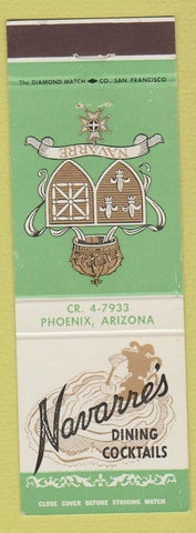 Matchbook Cover - Navarre's Restaurant Phoenix AZ