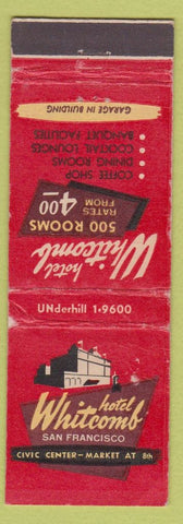 Matchbook Cover - Hotel Whitcomb San Francisco CA WORN