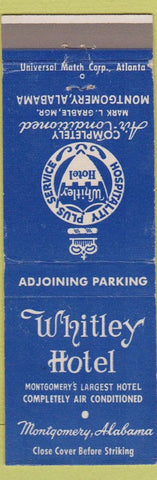 Matchbook Cover - Whitley Hotel Montgomery AL