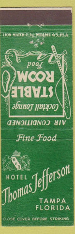 Matchbook Cover - Hotel Thomas Jefferson Tampa FL