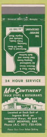 Matchbook Cover - Mid Continent Truck Stops West Memphis AR