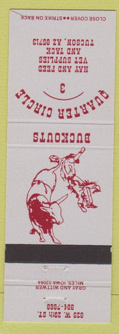 Matchbook Cover - Quarter Circle Western Clothes Tucson AZ bull bucking cowboy
