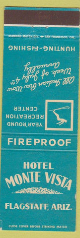 Matchbook Cover - Hotel Monte Vista Flagstaff AZ