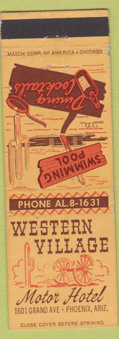Matchbook Cover - Western Village Motor Hotel Phoenix AZ