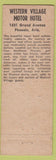 Matchbook Cover - Western Village Motor Hotel Phoenix AZ
