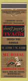Matchbook Cover - Mount Royal BBQ Montreal QC