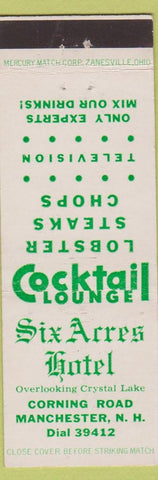 Matchbook Cover - Six Acres Hotel Manchester NH