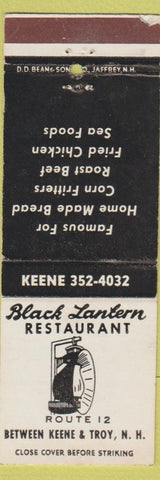 Matchbook Cover - Black Lantern Restaurant Keene Troy NH