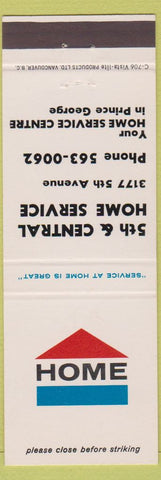 Matchbook Cover - 5th and Central Home Service Prince George BC