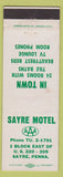 Matchbook Cover - Sayre Motel Sayre PA
