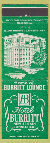 Matchbook Cover - Hotel Burritt New Britain CT WEAR