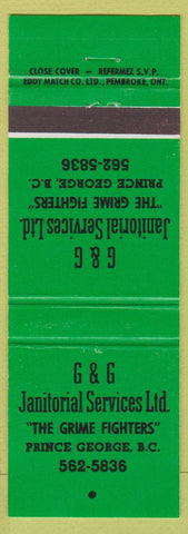Matchbook Cover - G and G Janitorial Prince George BC green