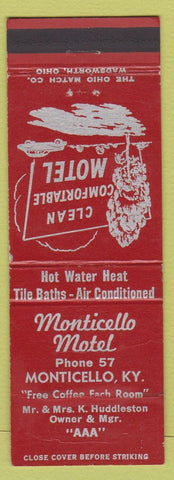 Matchbook Cover - Monticello Motel KY WEAR CREASES