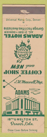 Matchbook Cover - Adams Hotel Denver Colorado