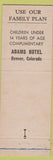 Matchbook Cover - Adams Hotel Denver Colorado