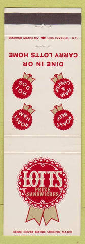 Matchbook Cover - Lotts Sandwiches Lexington KY