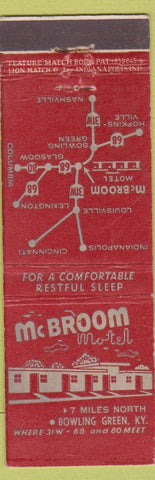 Matchbook Cover - McBroom Motel Bowling Green KY CREASES