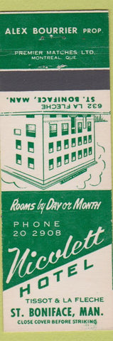 Matchbook Cover - Nicolette Hotel St Boniface MB
