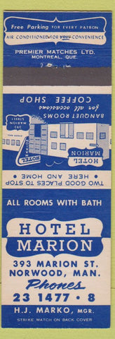 Matchbook Cover - Hotel Marion Norwood MB