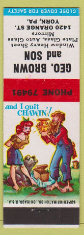 Matchbook Cover - Geo Brown and Son Window Glass York PA hillbilly