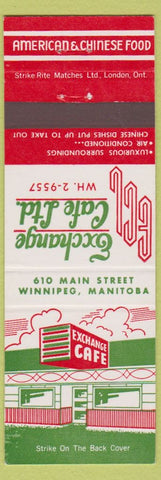 Matchbook Cover - Exchange Cafe Winnipeg MB