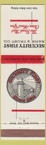 Matchbook Cover - Security First Bank Muskegon Ravenna Grand Haven MI WEAR