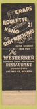Matchbook Cover - Westerner Hotel Casino Las Vegas NV