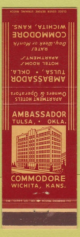 Matchbook Cover - Ambassador Hotel Tulsa OK Wichita KS