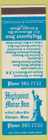 Matchbook Cover - Highpoint Motor Inn Chicopee MA Statue of Liberty