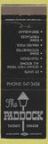 Matchbook Cover - Paddock Yachats OR motel
