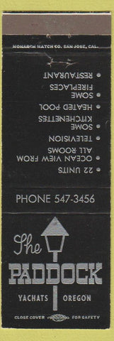 Matchbook Cover - Paddock Yachats OR motel