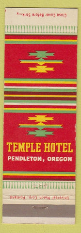 Matchbook Cover - Temple Hotel Pendleton OR