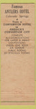 Matchbook Cover - Antlers Hotel Colorado Springs Colorado