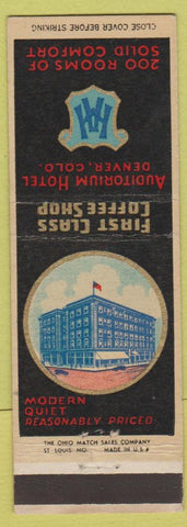 Matchbook Cover - Auditorium Hotel Denver Colorado