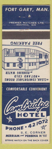 Matchbook Cover - Cambridge Hotel Fort Gary MB