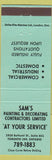 Matchbook Cover - Sam's Painting Contractors Toronto ON
