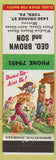 Matchbook Cover - Geo Brown and Son Window Glass York PA hillbilly