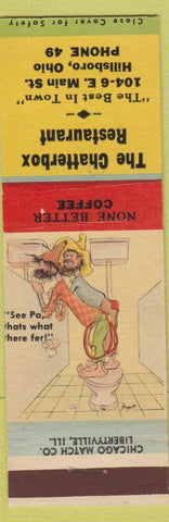 Matchbook Cover - Chatterbox Restaurant Hillsboro OH low phone hillbilly