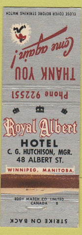 Matchbook Cover - Royal Albert Hotel Winnipeg MB WEAR