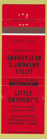 Matchbook Cover - Little Anthony's Pizza Norwalk CT